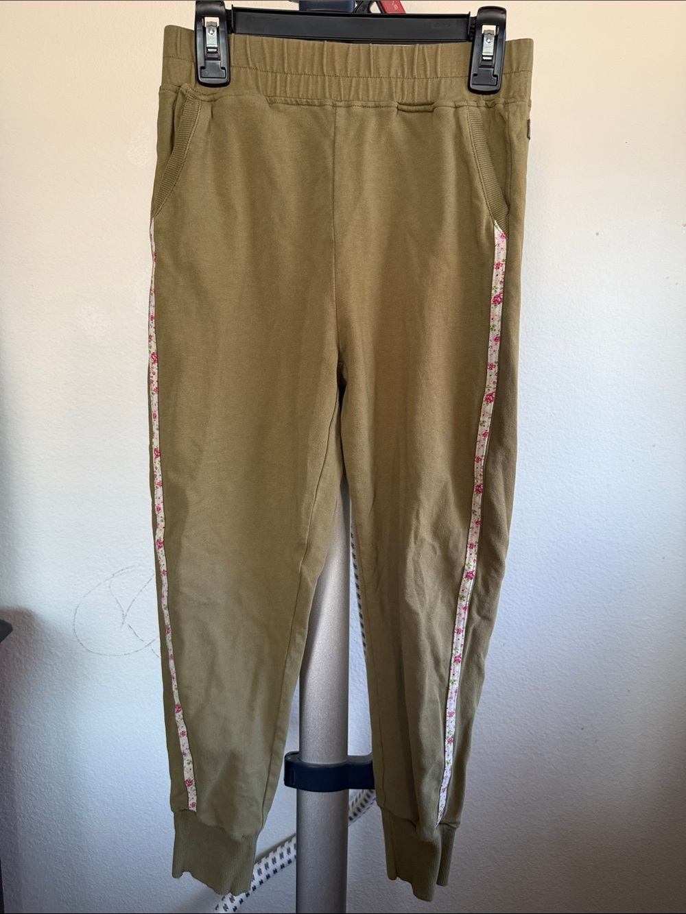 Matilda Jane Olive Green Joggers with Pink Floral Side Trim